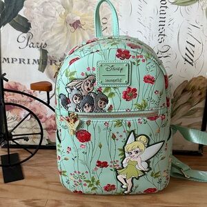 Loungefly Mint Green Tinker Bell Floral Mini Backpack